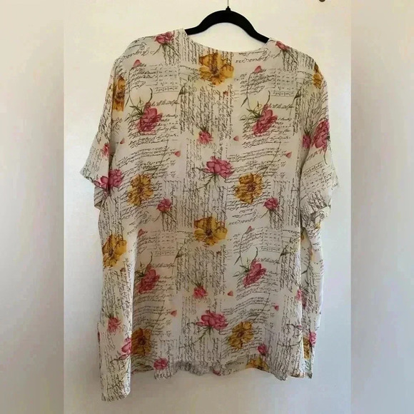 Tess Women 100% Silk Short Sleeve Button Down - Picture 4 of 6